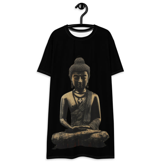 "Buddha Bless" Black T-shirt dress