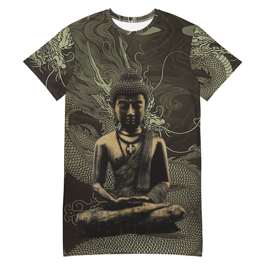"Dragon Buddha Bless" T-shirt dress